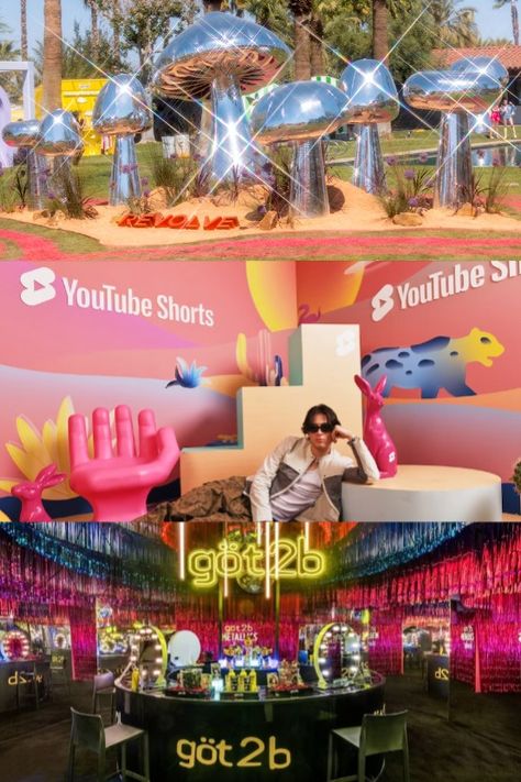 From oversize props to nostalgic details to interesting color choices, here are six of our favorite design details from Coachella 2023. Coachella Photobooth, Coachella Brand Activation, Neon Carnival, Event Concept, Photo Moment, Catering Design, Desert Festival, Coachella 2023, Neon Signage