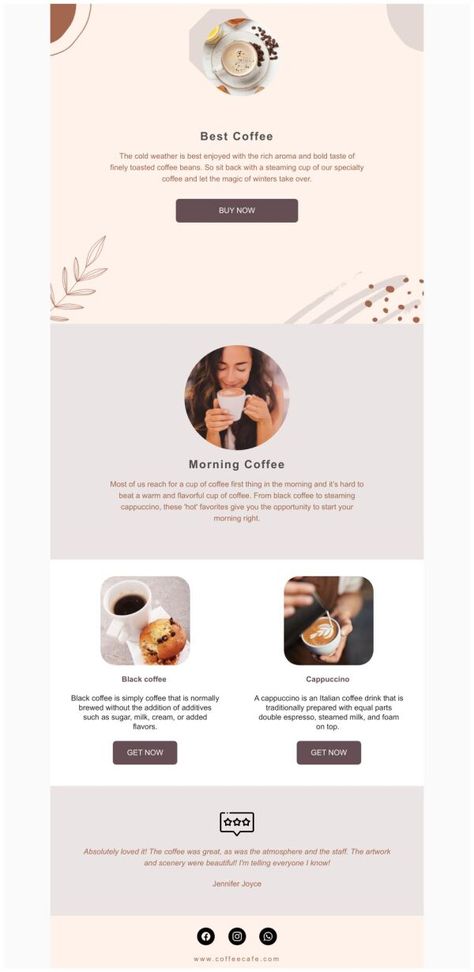 With PosterMyWall's Email Maker, you can customize design templates for Newsletter email marketing campaigns in minutes. Choose a design, edit, and publish directly from PosterMyWall. Newsletter Email Template 'Coffee Types' for Food Industry. Tags: newsletter, template, email, food, coffee, Free Newsletter Email Templates Email Newsletter Template, Design Edit, Email Marketing Newsletter, Coffee Brand, Newsletter Template, Steaming Cup, Outlook Email, Email Marketing Campaign, Email Template