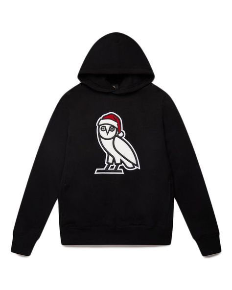 Men's OVO Holiday Owl Hoodie in Black Owl Hoodie, Holiday Owl, T Shirt Press, Octobers Very Own, Owl T Shirt, Hot Sneakers, Urban Wear, Cotton Fleece, Jordan Retro