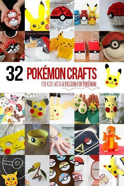 32 Pokémon crafts for kids to make that have a passion, wait, obsession with Pokémon - a great way to break them away from the screen. Pokemon Crafts For Kids, Pokémon Crafts, Pokemon Crafts, Pokemon Project, Pokemon Diy, Pokemon Craft, Pokemon Birthday Party, Pokemon Theme, Birthday Party Crafts