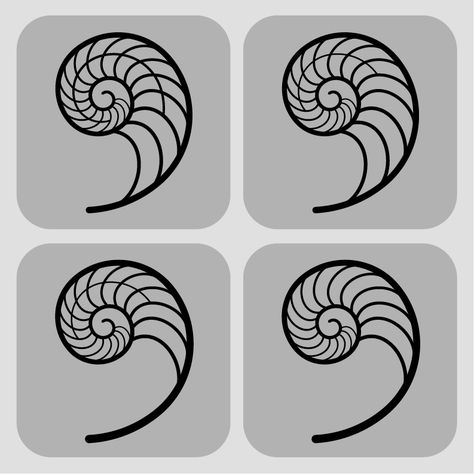 Fibonacci Spiral designs by Karianne Hutchinson Illustration Nautilus shell nautilus spiral vector art design spiral tattoo Nautilus Shell Tattoo, Fibonacci Shell, Geometric Nature Tattoo, Fibonacci Spiral Tattoo, Nautilus Tattoo, Spiral Tattoo, Fibonacci Art, Shell Spiral, Fibonacci Tattoo