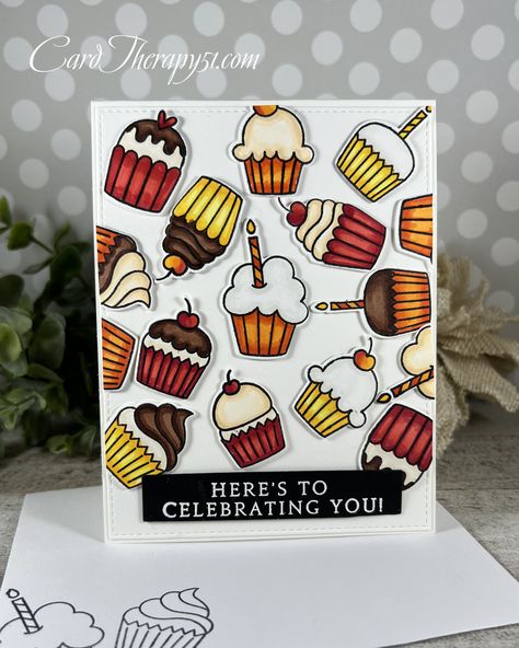 Pie Cookies, Colorful Cupcakes, Cupcakes Cake, Mft Stamps, Papertrey Ink, Orange And Yellow, My Favorite Things, Handmade Cards, Cupcake Cakes