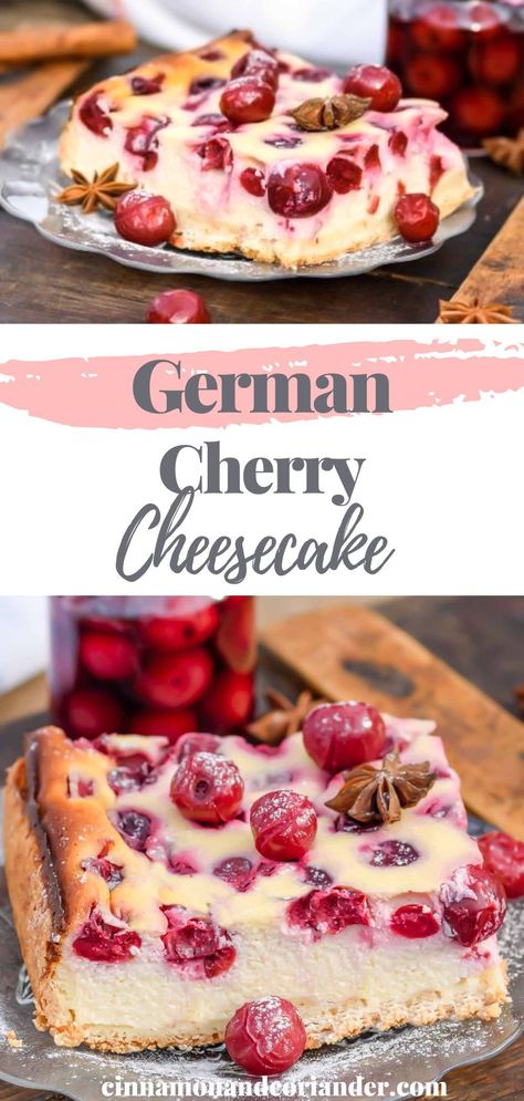 Sour Cherry Cheesecake, German Cakes Recipes, Sour Cherry Recipes, German Desserts, German Cake, Sour Cherries, German Baking, German Recipes, Sheet Cake Pan