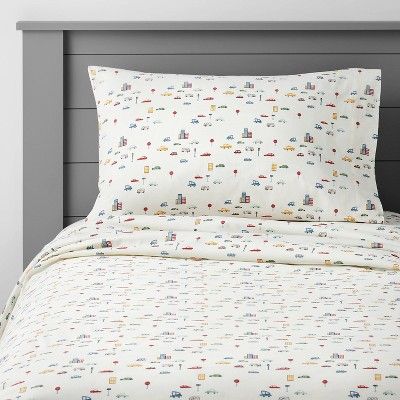 Full City Cars Cotton Sheet Set - Pillowfort™ : Target Kids Sheet Sets, Boy Bedrooms, Kids Sheets, Simply Shabby Chic, Pillow Fort, Road Sign, Sheet Sets Full, Twin Sheet Sets, Big Boy Room