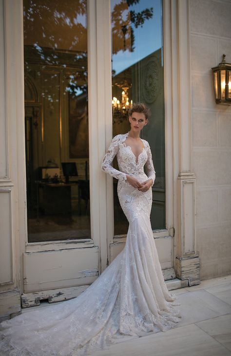 Wedding Lace Sleeves, Queen Anne Neckline, Berta Wedding Dress, Berta Bridal, Pnina Tornai, 2016 Wedding Dresses, Beautiful Wedding Gowns, Trendy Wedding Dresses, Lace Dress With Sleeves