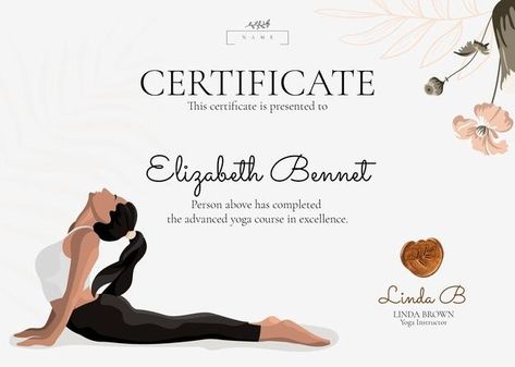 Free Vector | Floral yoga certificate template in feminine style Yoga Certificate, Yoga Teacher Certification, Yoga Certification, Certificate Design Template, Vector Quotes, Meaningful Pictures, Yoga Lessons, Teaching Techniques, Advanced Yoga