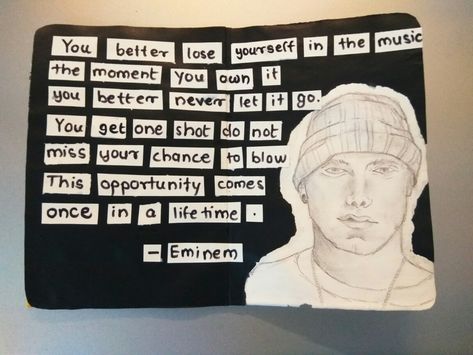 #artjournal #artjournalpages #eminem #eminemverse #hiphopculture #loseyourself #inspiration Eminem Journal, Eminem Fan Art, Journal Therapy, Art Journal Therapy, Note Book, Journal Page, Hip Hop Culture, Art Journal Pages, Journal Pages