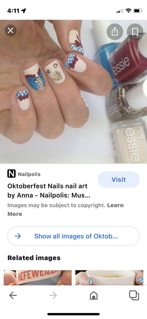 Octoberfest Nails, German Nail Art, Oktoberfest Nail Designs, German Nails Designs, Nails For Oktoberfest, Oktoberfest Nails Art, Oktoberfest Nails, German Nails, German Hairstyle Oktoberfest