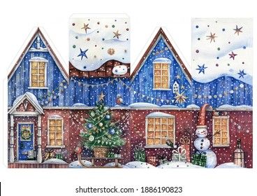 Christmas House Template, Printable Christmas Village, Paper Models House, Paper House Template, Christmas Paper Craft, Doll House Wallpaper, Xmas Toys, Christmas Shadow Boxes, House Template