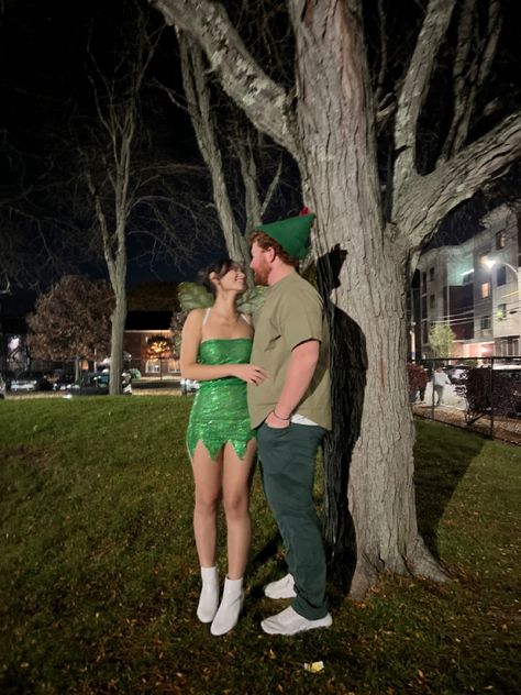 Couple Halloween Costumes Tinkerbell And Peter Pan Costume, Unpopular Couple Costumes, Winx Couple Costume, Couples Halloween Costume Brown Hair, Peter Pan Mens Costume, Couple Halloween Costumes Tinkerbell And Peter Pan, Hallwoon Costumes Couples, Couples Concept Costumes, College Couples Costumes Halloween