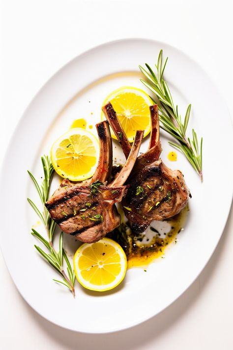 Savour the Mediterranean Flavours: Corsican Grilled Lamb Chops with Rosemary Guide #mediterraneandiet Food Reference, Grilled Lamb Chops, Open Fire Cooking, Grilled Lamb, Fire Cooking, Cocktail Desserts, Food Garnishes, Aromatic Herbs, Lamb Chops