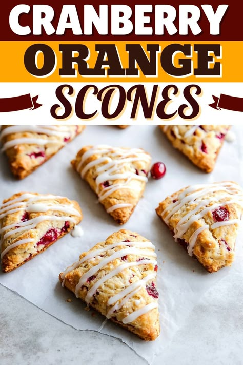 Between the pops of tart fruit and the citrusy glaze, these cranberry orange scones are a dream come true any time of year. Orange Cranberry Cream Scones, Dried Cranberry Scones Recipe Easy, Holiday Scones, Cranberry Scones Recipe, Glazed Scones, Orange Cranberry Scones, Sweet Scones, Orange Scones Recipe, Tart Fruit