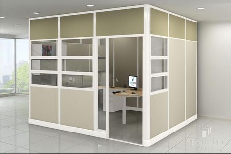 New Office Cubicles : Floor to ceiling with doors, 85"H 102"H, 118" at Furniture Finders High Ceiling Office Design, Enclosed Office, High Ceiling Office, Office Cubicle Design, Contemporary Office Interiors, Office Partitions Wall, Cubicle Partitions, Cubicle Design, Office Cubicles