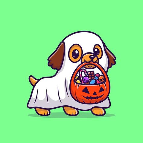 Cute ghost dog with pumpkin halloween ca... | Premium Vector #Freepik #vector #logo #invitation #love #halloween Dog With Pumpkin, Marcos Halloween, Pumpkin Drawing, Halloween Retro, Cat Doodle, Ghost Dog, Dog Icon, Holiday Icon, Vector Icons Illustration