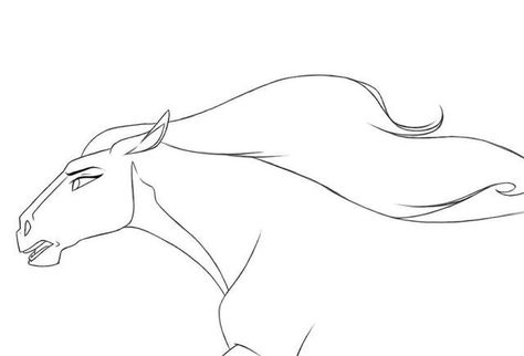 Oc Lineart, Horse Art Ideas, Spirit Drawing, Horse Outline, Spirit And Rain, Realistic Animal Drawings, Spirit The Horse, Dog Design Art, Horse Animation