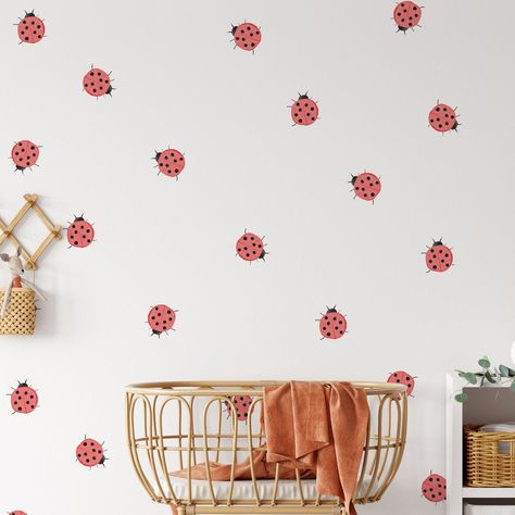 Browse wall decals for baby rooms, nurseries, playrooms, toddler and children's rooms at Project Nursery. Our wall stickers for the nursery come in many styles. Ladybug Nursery Target, Bug Decor, Ladybug Nursery, Bug Wall, Big Kids Room, Desk Essentials, Lady Bugs, Sweet Lady, Peel And Stick Vinyl