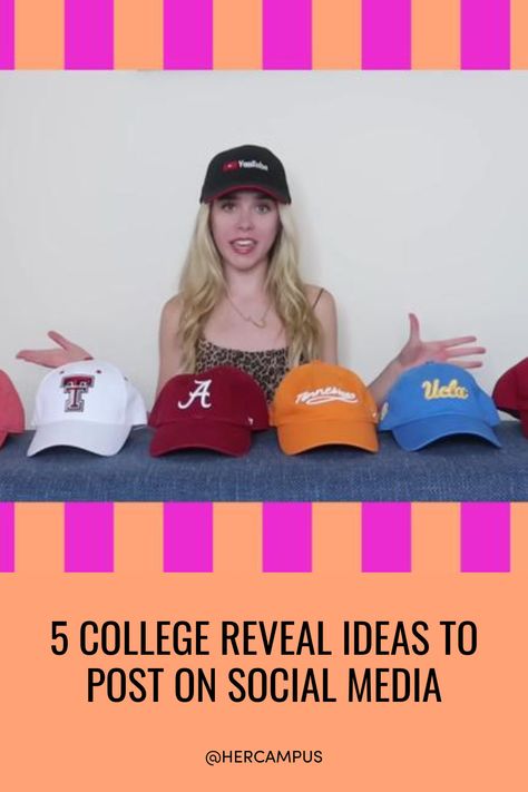 Once you decide on your college, it's time to tell everyone. Here are five college reveal ideas for you to post on YouTube, TikTok, and other social media. College Commitment Announcement, College Announcement Ideas, College Reveal Ideas, College Decision Reveal, College Reveal Party, Lsu Party, College Announcements, College Decision, Graduation Dinner