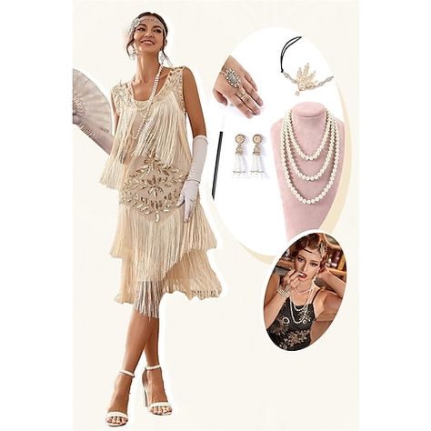 Great Gatsby Outfit, Estilo Charleston, Gatsby Outfit, Robes Glamour, Flapper Headband, Gatsby Dress, 1920s Flapper Dress, Hollywood Party, 20s Fashion