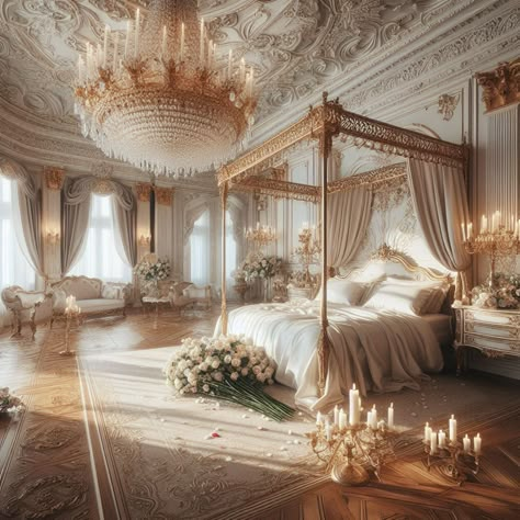 Anime Castle, Anime Rooms, Rococo Decor, Royal Bedroom, Fancy Bedroom, Castle Bedroom, Luxury Mansions Interior, Princess Bedroom, Royal Aesthetic