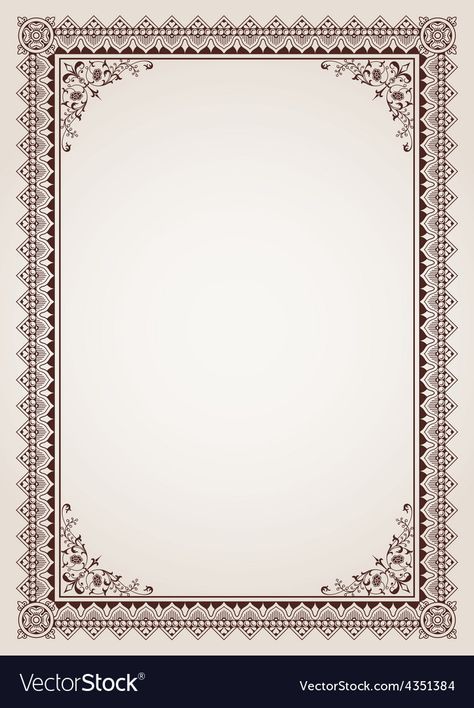 Decorative border frame background Royalty Free Vector Image Proposal Cover, Border Frame, Frame Background, Template Download, Png Images, Frame, Design