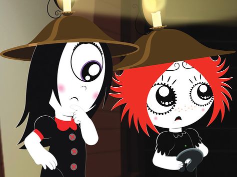 Ruby Gloom & Iris Iris Ruby Gloom Costume, Ruby Gloom Icon, Ruby Gloom Matching Pfp, Ruby Gloom Wallpaper Iphone, Ruby Gloom Characters, Ruby Gloom Official Art, Iris Ruby Gloom, Emo Boy Haircut, Ruby Gloom Scaredy Bat