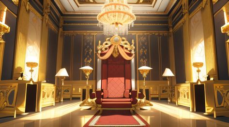 Anime Bg, Queen Chair, Royal Throne, Gacha Backgrounds, Setting Inspiration, Gacha Outfit, Throne Chair, Fantasy Background, Throne Room