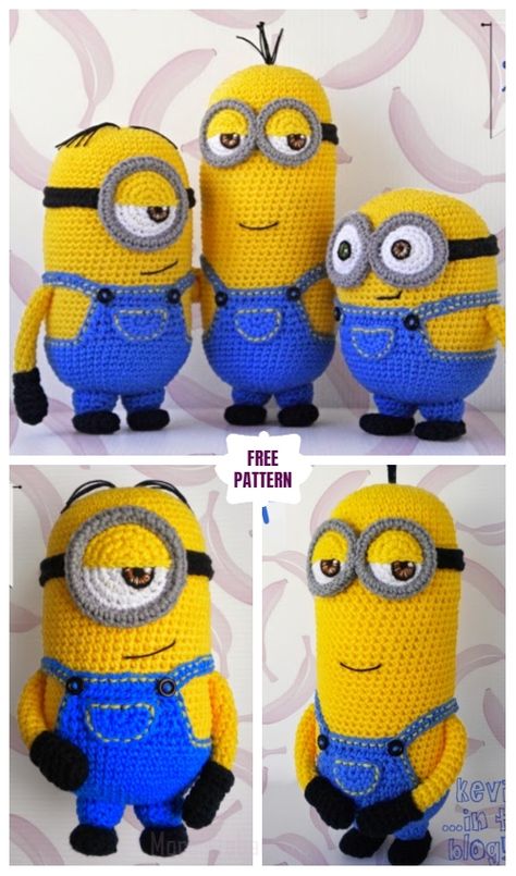 DIY Amigurumi Crochet Minion Free Patterns Crochet Smurf, Minion Crochet Patterns, Crochet Minion, Minion Pattern, Minion Crochet, Crochet Toys Free Patterns, Diy Amigurumi, Crochet Toys Free, Pola Amigurumi