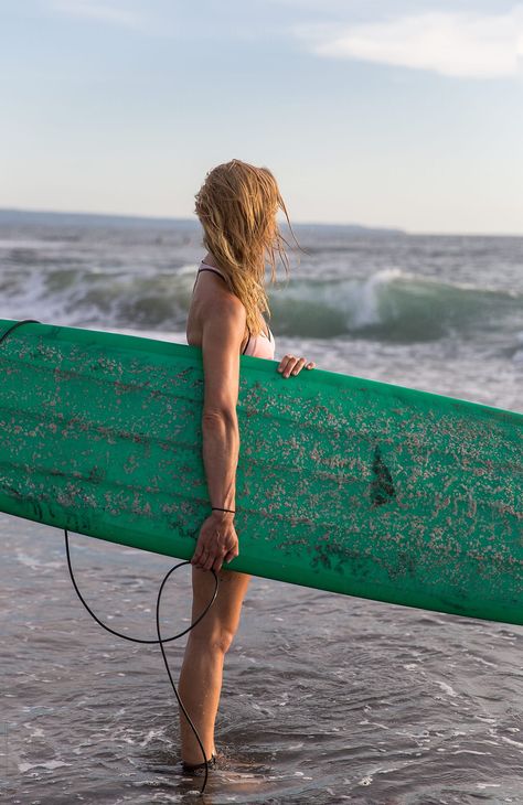 Beautiful Blonde Surfer Walking Towards The Ocean Holding Surf Board | Stocksy United Surf Board, Model Release, Screen Savers, Us Images, Surfboard, The Ocean, Beach Mat, Mood Board, Surfing