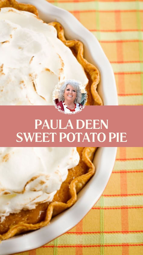 Paula Deen Sweet Potato Pie Sweet Potato Meringue Pie, Trisha Yearwood Sweet Potato Pie, Sweet Potato Pie With Meringue, Sweet Potato Pie Paula Deen, Sweet Potato Pie Thanksgiving, Sweet Potato Pie Southern Soul Food, Paula Deen Sweet Potato Pie, Best Sweet Potato Pie Recipe, Sweet Potato Pie Recipes