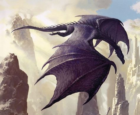 flying Night Dragon | dark purple black in the sky | fantasy art | #blackDragon Hebridean Black Dragon, Pics Of Dragons, Black Wyvern, Black Dragon Art, Purple Wyvern, Dragons Flying, Night Dragon, Moon Dragon, Dragon Flying