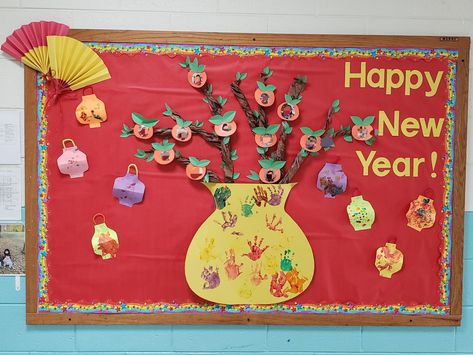 Designed & Created by Cherie. Chinese New Year Bulletin Board. Lunar New Year Classroom Decoration, Chinese New Year Classroom Decorations, Lunar New Year Door Decoration, Lunar New Year Bulletin Board, Chinese New Year Bulletin Board Ideas, Chinese New Year Bulletin Board, Chinese New Year Classroom, Chinese New Year Display, New Year Bulletin Board