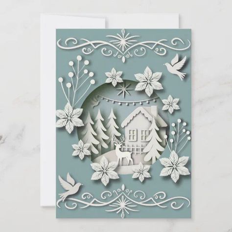 Magical 3D Christmas Card with Winter Scene | Zazzle Christmas Cards With Angels Handmade, Christmas Cards Handmade Quilling, Christmas Wreath Cards Handmade, Stampin Up Christmas Cards Handmade, Stamped Christmas Cards Handmade, Nativity Christmas Cards Handmade, White Christmas Cards Handmade, Christmas Thank You Cards, Beautiful Christmas Cards Handmade