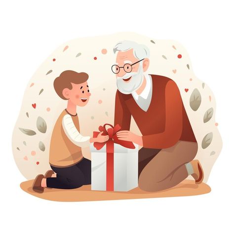 Vector a heartwarming illustration of a ... | Premium Vector #Freepik #vector Grandfather And Grandson, Heartwarming Illustration, Book Art Projects, Sitting Together, Premium Vector, Graphic Resources, Book Art, Art Projects, Gifts