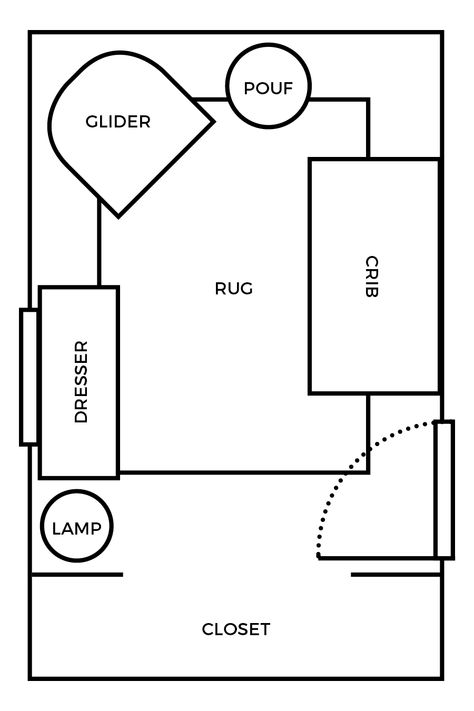 Small Nursery Playroom Combo, Rectangle Nursery Layout, Simple Nursery Layout, Small Square Nursery Layout, Square Nursery Layout, Nursery Room Layout Ideas, Crib Placement In Nursery, 10x10 Nursery Layout, Small Nursery Layout Floor Plans