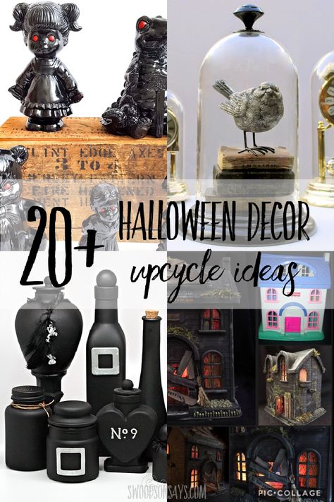 Halloween Decor Diy, Dollar Tree Halloween, Dollar Store Halloween, Creepy Halloween Decorations, Upcycle Ideas, Elegant Halloween, Halloween Crafts Decorations, Halloween Tattoo, Homemade Halloween