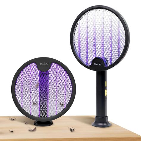 Foldable Swivel Mosquito Bat, Mosquito Racket with UV Light, 2 in 1 Fly Swatter with 1200mAh Lithium-ion Battery Rechargeable, Rotatable Bug Zapper. Only ₹749 Click https://amzn.to/3PWIpcf 【Useful Two Modes】On ON1 mode, you can press the gray button and manually wave this effective mosquito racket to kill flies. If you loosen the button, it would switch off the current timely. On ON2 mode, the bug zapper racket works automatically. In addition to discharging, mosquito traps with purple li... Mosquito Video, Mosquito Racket, Mosquitoes Remedies, Mosquito Traps, Mosquito Killer Lamp, Fly Swatter, Bug Zapper, Mosquito Killer, Purple Light