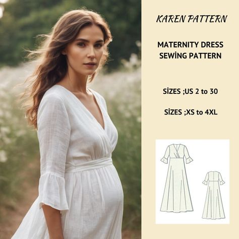 🌟:Pregnancy Gown Dress Sewin Pattern, available as an instant download (pdf) sewing pattern bundle with a range of size options, including plus sizes ⭐US Sizes: 2, 4, 6, 8, 10, 12, 14, 16, 18, 20, 22, 24, 26, 28, 30 ⭐Standard Sizes: XS, S, M, L, XL, 2XL, 3XL, 4XL ⭐These patterns are suitable for A4, A0, and US Letter size papers. ⭐Once your payment is processed, you will automatically receive download links for the pattern files. Please note that you can only download the files from a computer; they will not work on a phone or iPad. ⭐This is a digital product. You will receive zip files containing the patterns and sewing instructions. ⭐Due to the nature of digital downloads, no refund, return, or exchange of the files is possible. However, if you experience any problems with the files, pl Maternity Dress Sewing Pattern, Pregnancy Gowns Dresses, Maternity Dress Pattern, Maternity Sewing Patterns, Maternity Sewing, Maternity Gown, Maternity Gowns, Sewing Pattern Sizes, How To Make Clothes