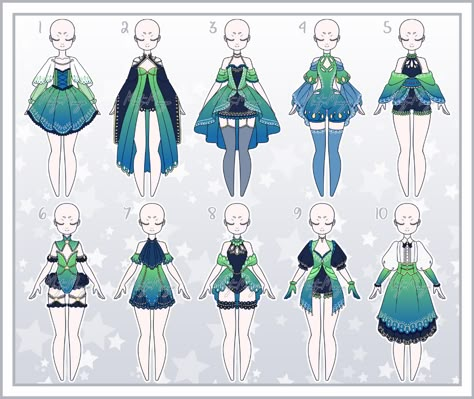 Minty Mango, Clothing Sketches, Dress Design Drawing, Clothing Design Sketches, Drawing Anime Clothes, Anime Inspired Outfits, Dress Design Sketches, Anime Clothes, Fashion Design Drawings