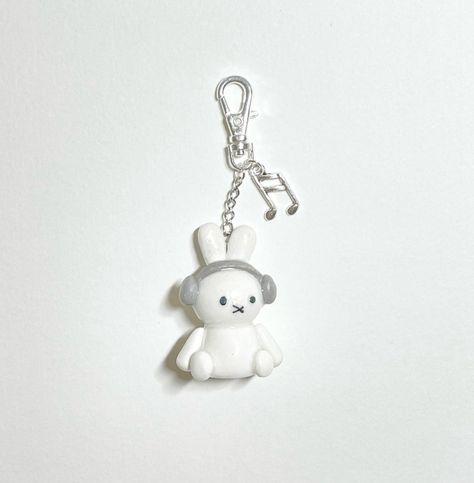 Cute Bunny Keychain, Bunny Clay Charm, Miffy Clay Charm, Miffy Charm, Keychain Bunny, Bunny Clay, Bunny Keychain, Clay Keychain, Clay Diy Projects