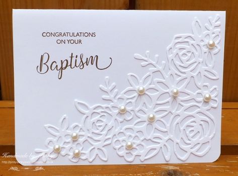 Baptism Card Ideas, Christening Cards Handmade, Baptism Cards Handmade, Stampin Up Baby Cards, Friends Challenge, First Communion Cards, Baptism Card, Christening Card, Confirmation Cards