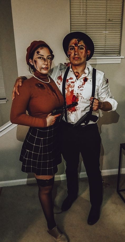 Spooky season costume #Halloween #bonnieandclyde Killer Couple Costumes, Halloween Couple Ideas, Bonnie And Clyde Costume, Bonnie And Clyde, Halloween Couple, Couple Costumes, Couple Ideas, Party Costumes, Bonnie N Clyde