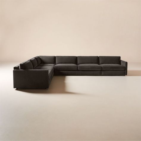 Shop Malea 5-Piece L-Shaped Charcoal Grey Sectional Sofa. The Malea sectional sofa is the perfect balance of refined, modern style and inviting comfort. Dark Grey Sectional Couch, Grey Sectional Couch, Dark Grey Sectional, Charcoal Sofa, Grey Sectional Sofa, Fabric Sectional Sofas, Grey Sectional, Armless Loveseat, Fabric Sectional