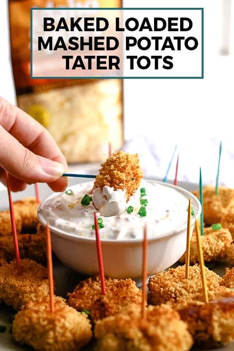 Mashed Potato Tater Tots, Potato Dipping Sauce, Potato Tater Tots, Fall Appetizer, Feast Recipes, Potato Tots, Loaded Mashed Potatoes, Leftover Mashed Potatoes, Christmas Apps