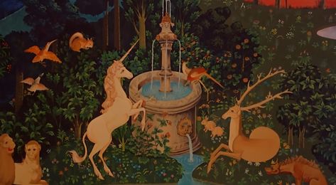 The Last Unicorn Tapestry, Unicorn Tapestry Wallpaper, The Lion And The Unicorn, The Last Unicorn Background Art, The Last Unicorn Illustration, The Last Unicorn Background, The Last Unicorn Poster, The Last Unicorn Aesthetic, Sugar Illustration