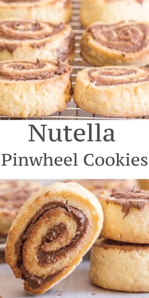 Nutella Christmas Cookies, Cookies With Nutella, Pinwheel Cookies Recipe, Moroccan Desserts, Pinterest Cookies, Italian Baking, Breakfast Kids, Nutella Biscuits, Nutella Cookie