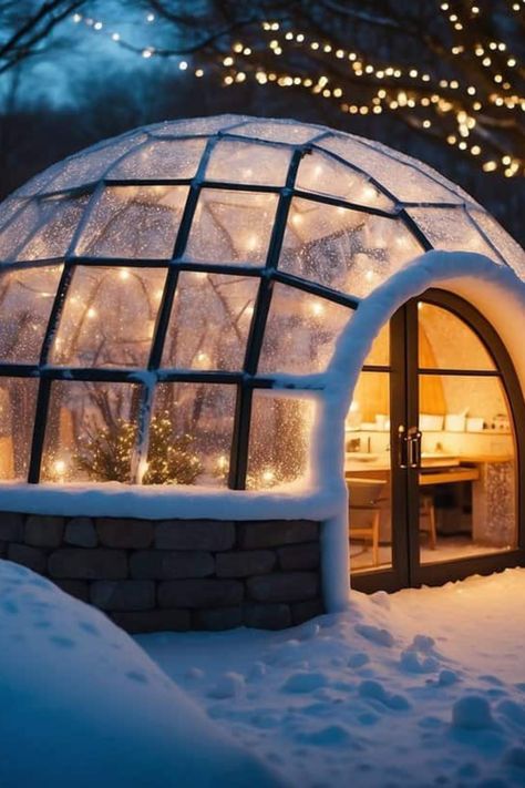 Looking to make your backyard a cozier spot? Check out these charming garden igloo ideas! From sparkling fairy lights to comfy cushions, you can create a magical nook for gatherings with friends or relaxing time with a book. These igloos are perfect for all seasons, providing a cozy shelter while being an eye-catching feature of your outdoor space. Imagine sipping warm drinks while admiring twinkling lights around you! Let's get started and transform your garden into an enchanting retreat everyone will love! Igloo Dome Decor, Winter Outdoor Space, Diy Igloo Outdoor, Winter Gazebo Ideas, Igloo Decorations, Backyard Igloo, Igloo Craft, Garden Dome, Igloo House