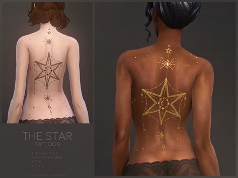 sugar owl's The Star tattoos Mods Sims 4, Sims 4 Tattoos, San Myshuno, Die Sims 4, Sims 4 Cas Mods, The Sims 4 Skin, Sims Packs, Pelo Sims, The Sims 4 Packs