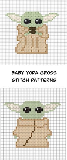 Hexagon Cross Stitch Pattern, Cute Small Cross Stitch Patterns Free, Cross Stitch Baby Patterns, Baby Yoda Cross Stitch, Yoda Cross Stitch, Simple Cross Stitch Patterns, Cross Stitch Patterns Free Disney, Star Wars Cross Stitch, Free Cross Stitch Patterns