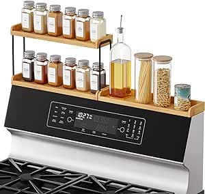 SpaceAid 30" Wide Kitchen Shelf Organizer for Stove, Magnetic Bamboo Spices Shelf for Home Stove Kitchen Storage Organization (Fit for Flat Top Only, 2-Tier) Spices Shelf, Kitchen Shelf Organizer, Flat Top Stove, Bamboo Spice Rack, Wide Kitchen, Stove Kitchen, Kitchen Shelves Organization, Spice Shelf, Magnetic Spice