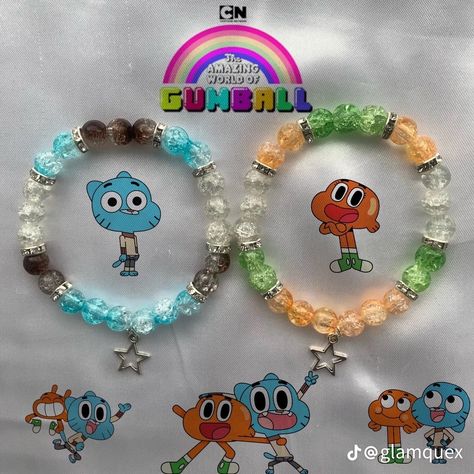 Matching Character Bracelets, 3 Matching Bracelets, Character Themed Bracelets, Gumball And Darwin Bracelets, Matching Pony Bead Bracelets, Bracelet Ideas Characters, Cartoon Bracelet Ideas, Braclets Ideas Beads Easy, Matching Bracelet Ideas